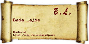 Bada Lajos névjegykártya